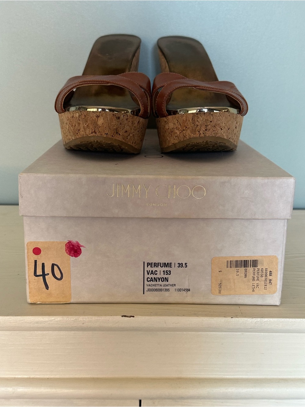 Jimmy Choo Brown Cork Platform Slide Sandals